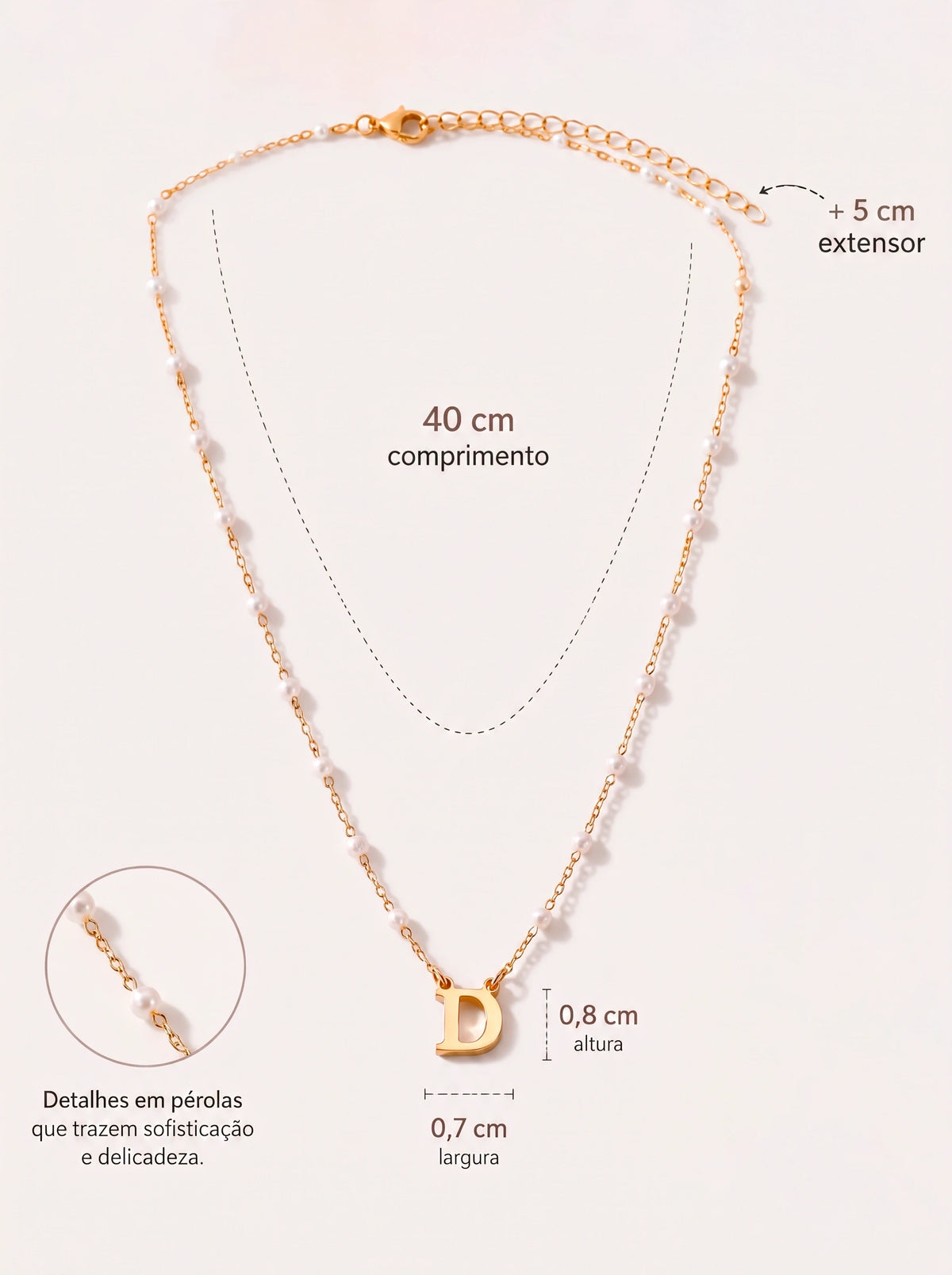 Colar Pérolas Banhado a Ouro 18K